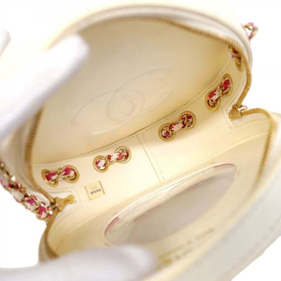 Chanel Shoulder Bag Chain Leather White Pink Champagne Women's P2454315 - Picture 4 of 15